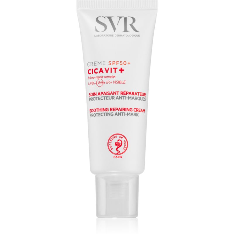 SVR Cicavit+ заспокоюючий відновлюючий крем з високим ступенем UV захисту SPF 50+ 40 мл
