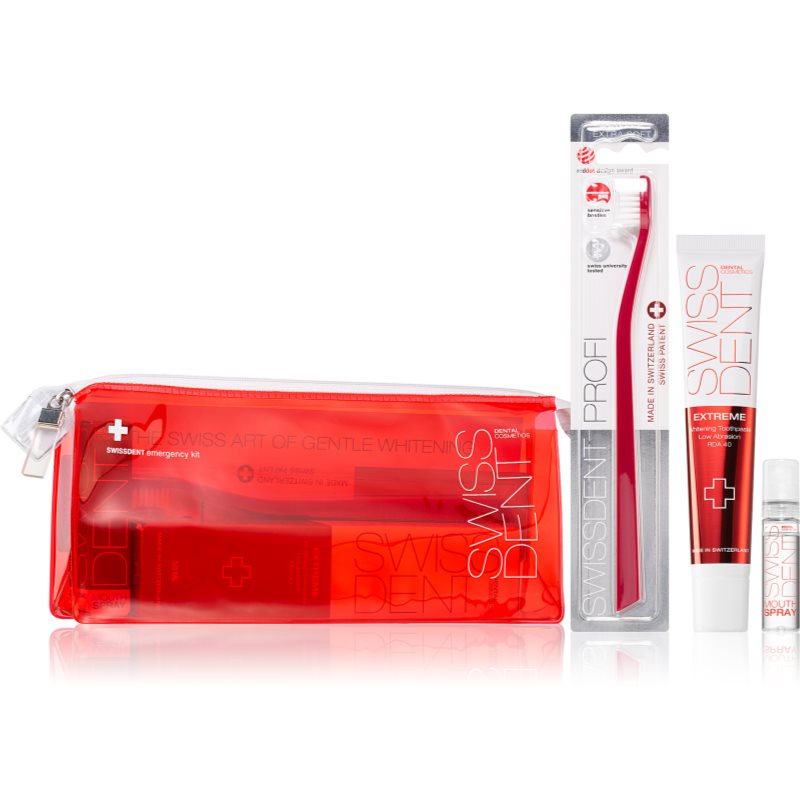 E-shop Swissdent Emergency Kit Red sada zubní péče (pro šetrné bělení a ochranu zubní skloviny)