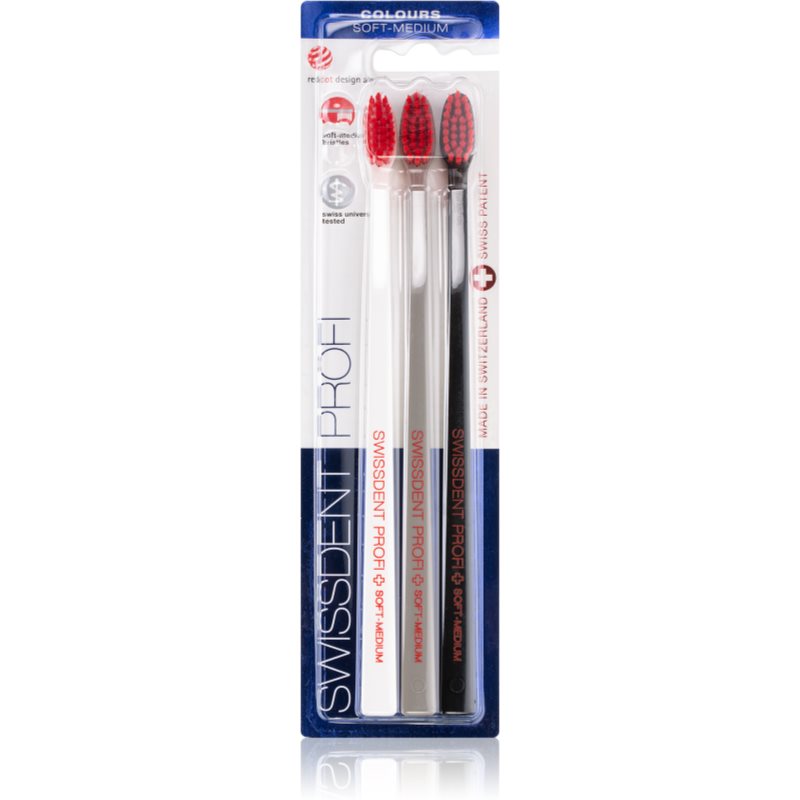 Swissdent Profi Colours Toothbrushes Soft – Medium 3 Pc