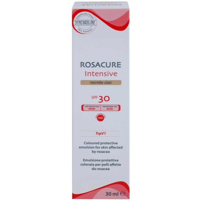 Synchroline Rosacure Intensive тонуюча емульсія для чутливої шкіри зі схильністю до почервоніння SPF 30 відтінок Clair 30 мл