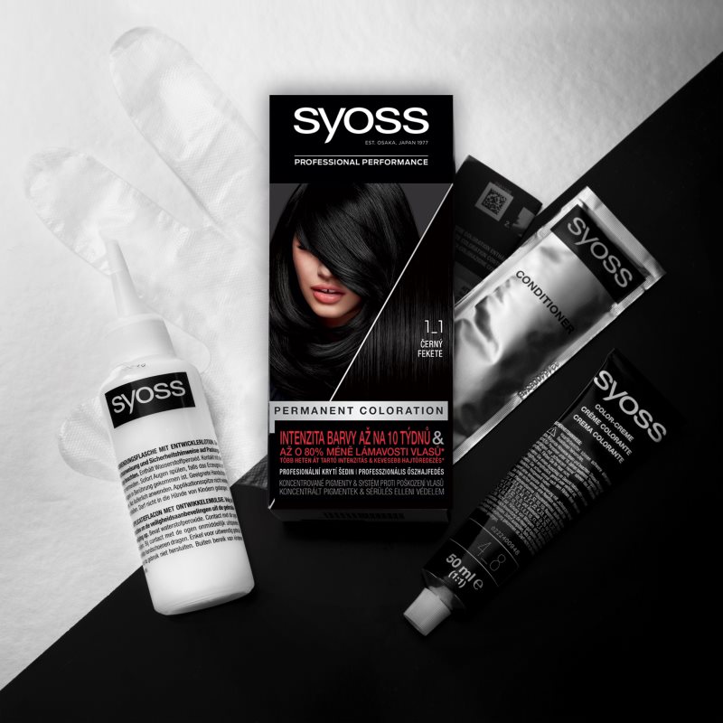 Syoss Color Permanent Hair Dye Shade 1-1 Black