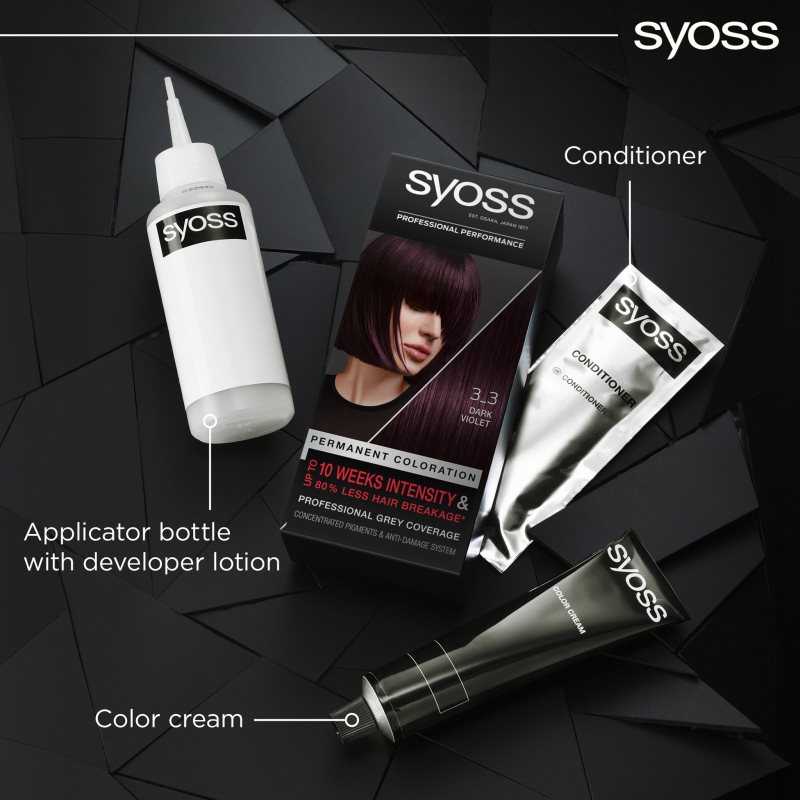 Syoss Color Permanent-Haarfarbe Farbton 3-3 Dark Violet 2x50 ml