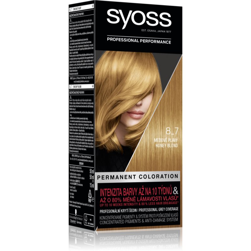 Syoss Color Permanent Hair Dye Shade 8-7 Honey Blond 1 Pc