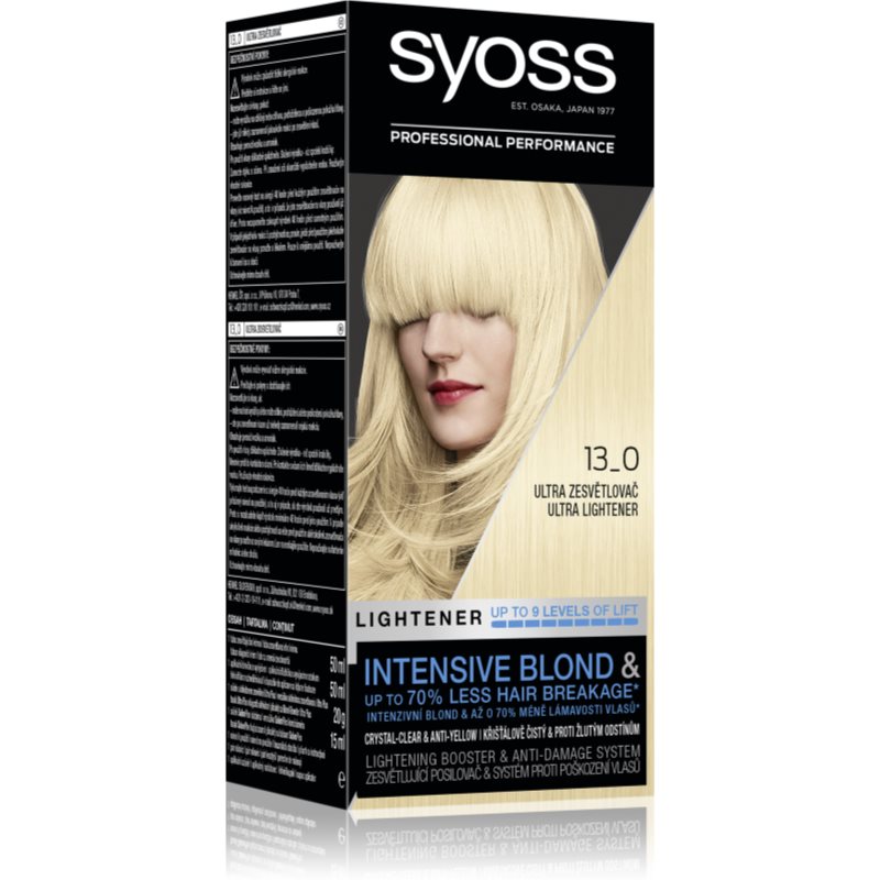 Syoss Intensive Blond dažų šalinimo priemonė plaukų šviesinimui atspalvis 13-0 Ultra Lightener