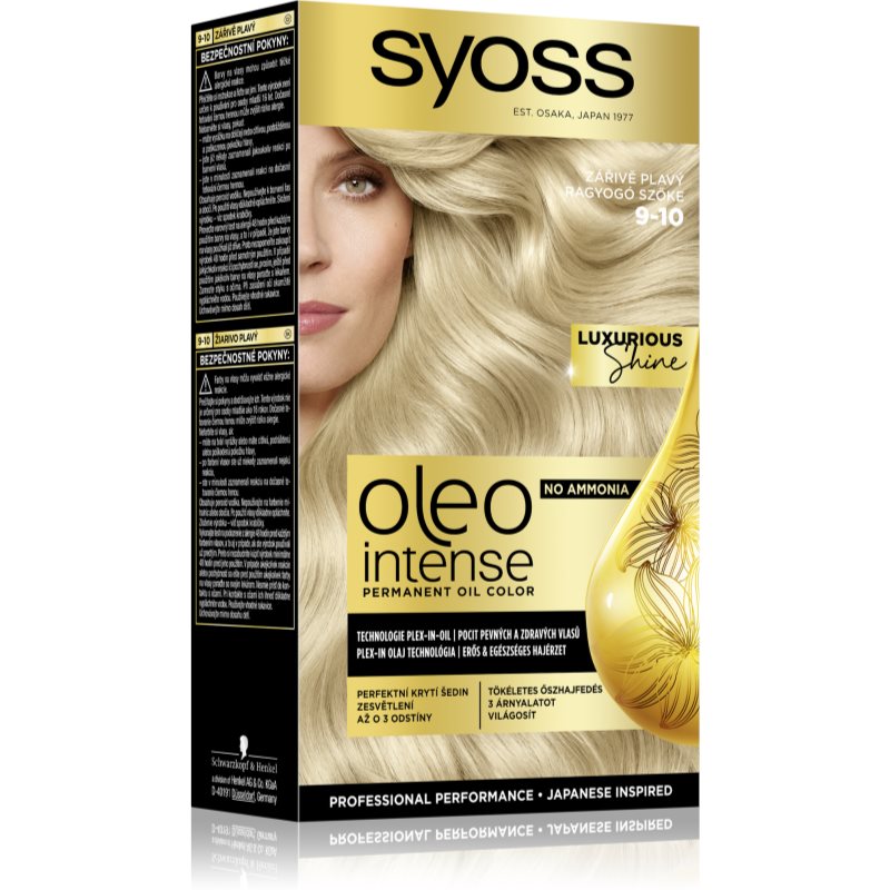 Syoss Oleo Intense permanent hair dye with oil shade 9-10 Bright Blond 1 pc
