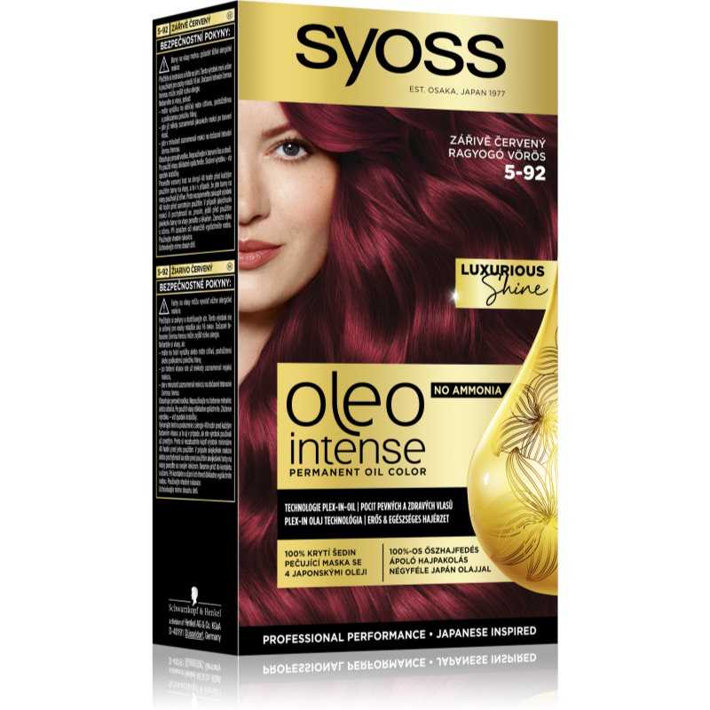 Syoss Oleo Intense Permanent Oil Color 50 ml farba na vlasy pre ženy 5-92 Bright Red na farbené vlasy