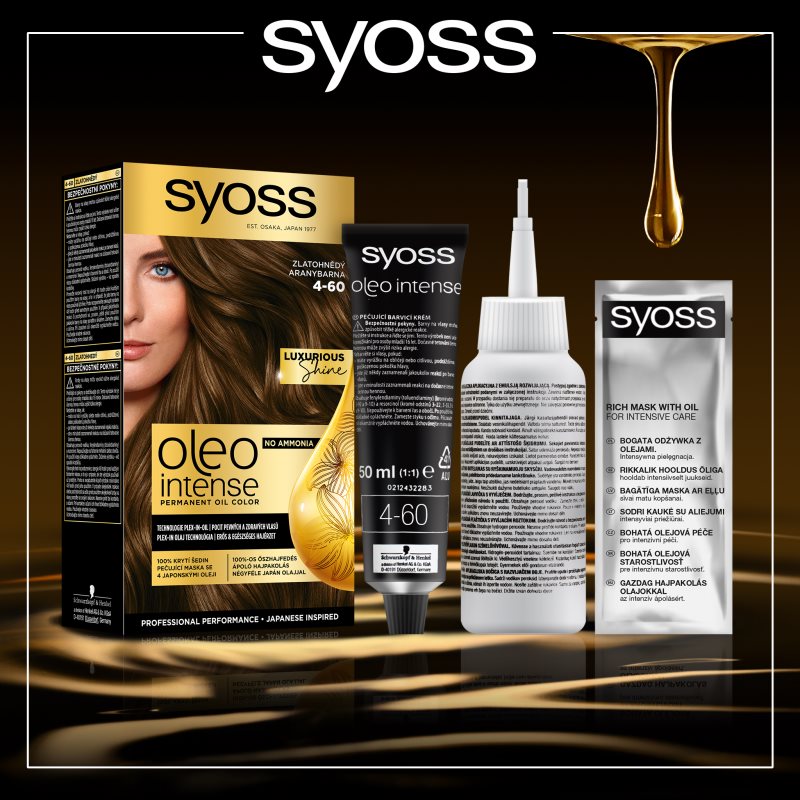 Syoss Oleo Intense Permanent Hair Dye With Oil Shade 4-60 Gold Brown 1 Pc