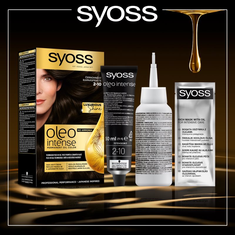 Syoss Oleo Intense Permanent Hair Dye With Oil Shade 2-10 Black Brown 1 Pc