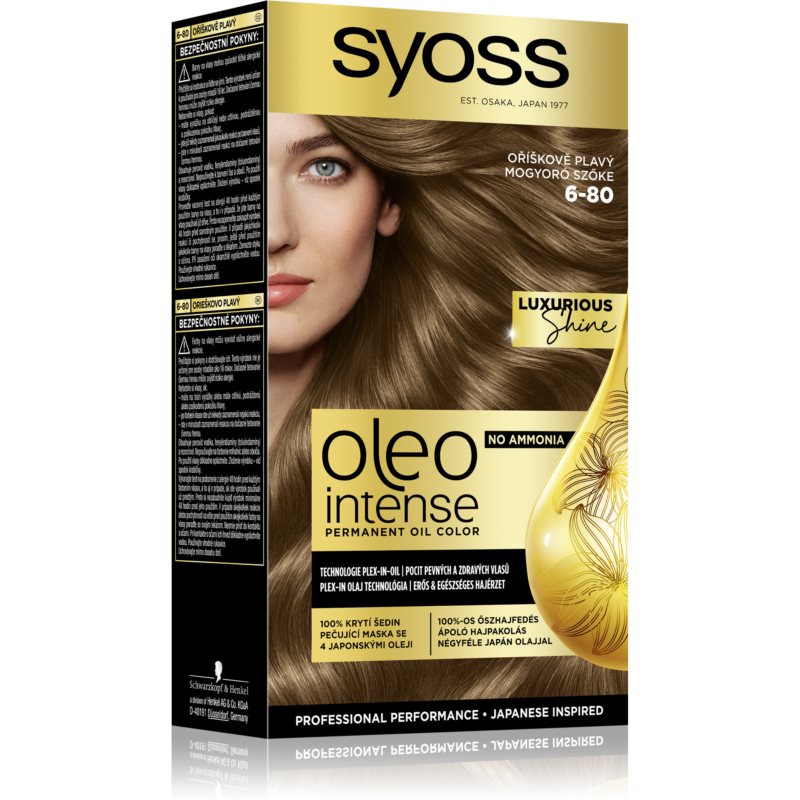 Syoss Oleo Intense перманентна фарба для волосся з олією відтінок 6-80 Hazelnut Blond 1 кс