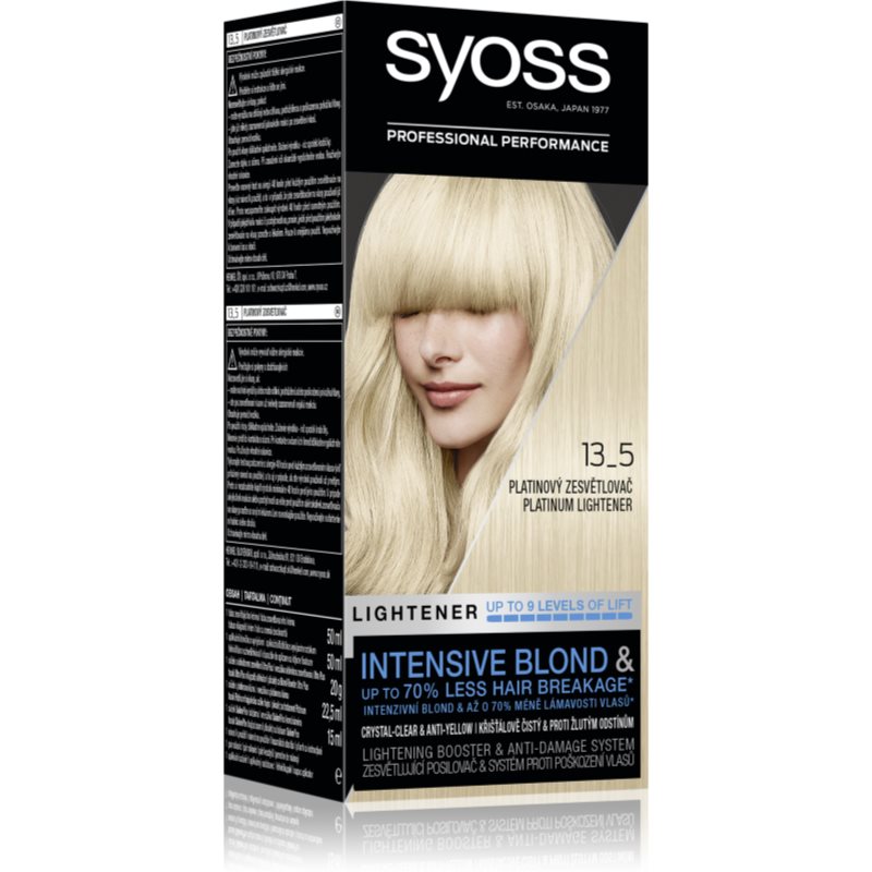 Syoss Intensive Blond dye remover for lightening hair shade 13-5 Platinum Lightener
