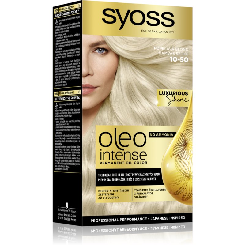 Syoss Oleo Intense перманентна фарба для волосся з олією відтінок 10-50 Light Ashy Blond 1 кс