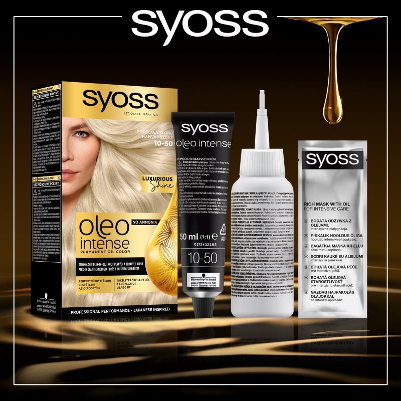  Syoss Oleo Intense Trwała Farba Do Włosów Z Olejem Odcień 10-50 Light Ashy Blond 1 Szt. 