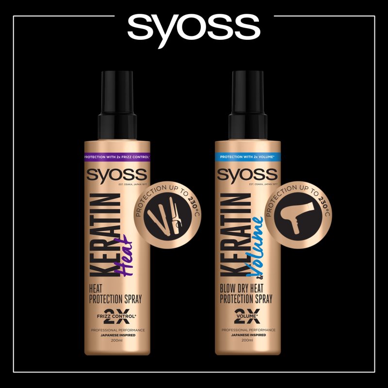 Syoss Keratin Spray Protecteur Pour Protéger Les Cheveux Contre La Chaleur 200 Ml