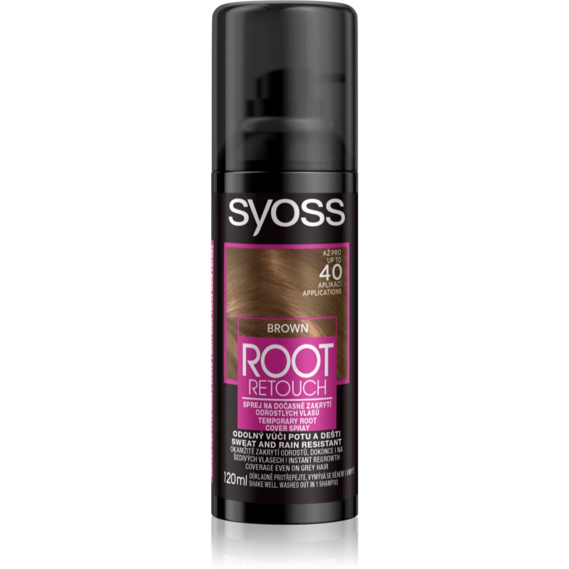 Syoss Root Retoucher тональна фарба для нанесення на відрослі корені у формі спрею відтінок Brown 120 мл