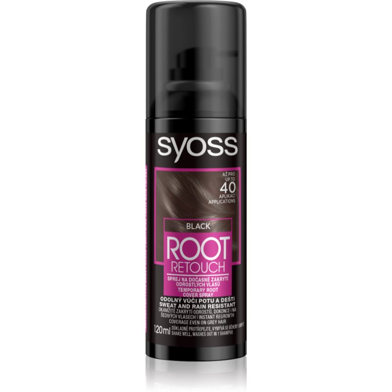 Syoss Root Retoucher tonirana barva za narastek v pršilu odtenek Black 120 ml
