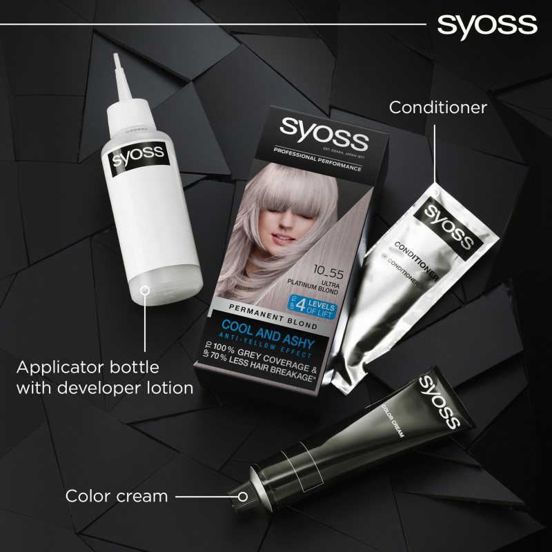 Syoss Cool Blonds Coloration Cheveux Permanente Teinte 10-55 Ultra Platinum Blond 1 Pcs