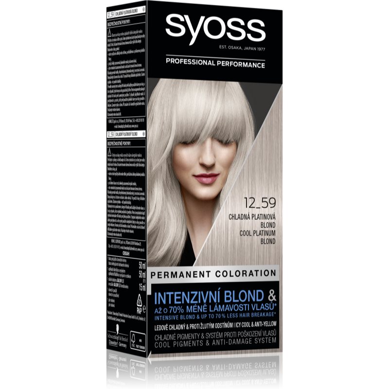 Syoss Cool Blonds ilgalaikiai plaukų dažai atspalvis 12-59 Cool platinum blond