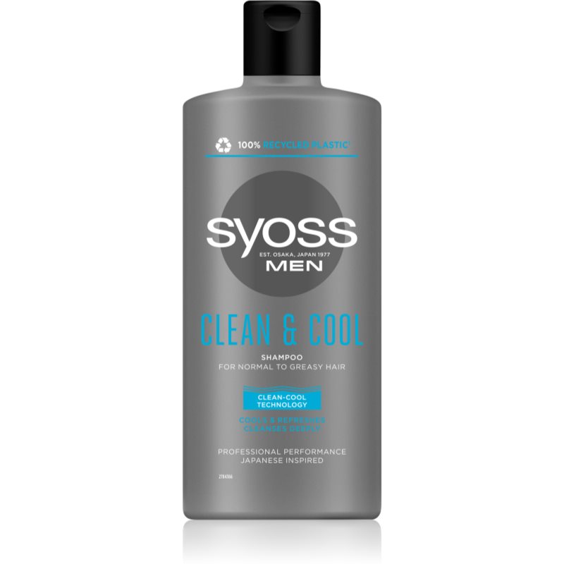 Photos - Hair Product Syoss Men Clean & Cool Shampoo For Normal To Oily Hair 440 ml 