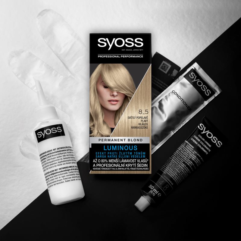 Syoss Color Permanent Hair Dye Shade 8-5 Light Ashy Blond 1 Pc