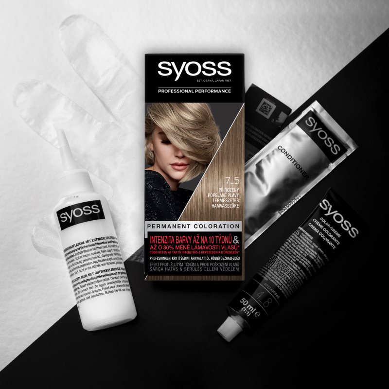 Syoss Color Permanent Hair Dye Shade 7-5 Natural Ashy Blond