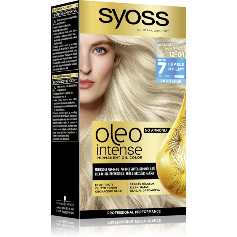 Syoss Oleo Intense Permanent Oil Color 50 ml farba na vlasy pre ženy 12-01 Ultra Platinum na farbené vlasy; na blond vlasy