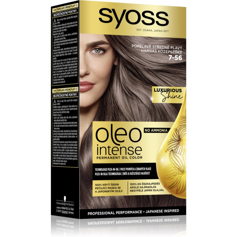 Syoss Oleo Intense перманентна фарба для волосся з олією відтінок 7-56 Ashy Medium Blond 1 кс