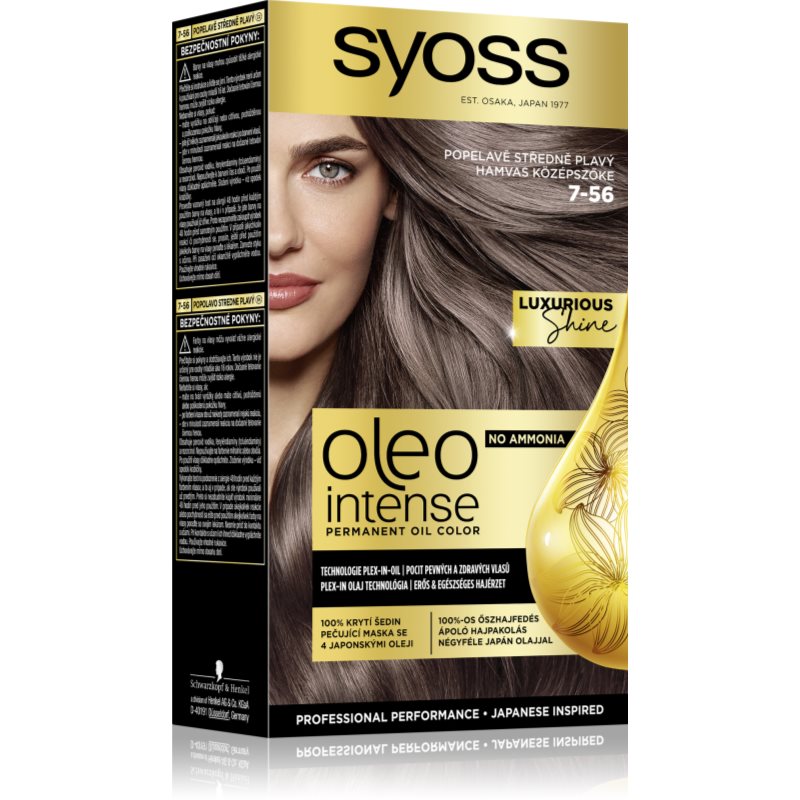 

Syoss Oleo Intense перманентна фарба для волосся з олією відтінок 7-56 Ashy Medium Blond