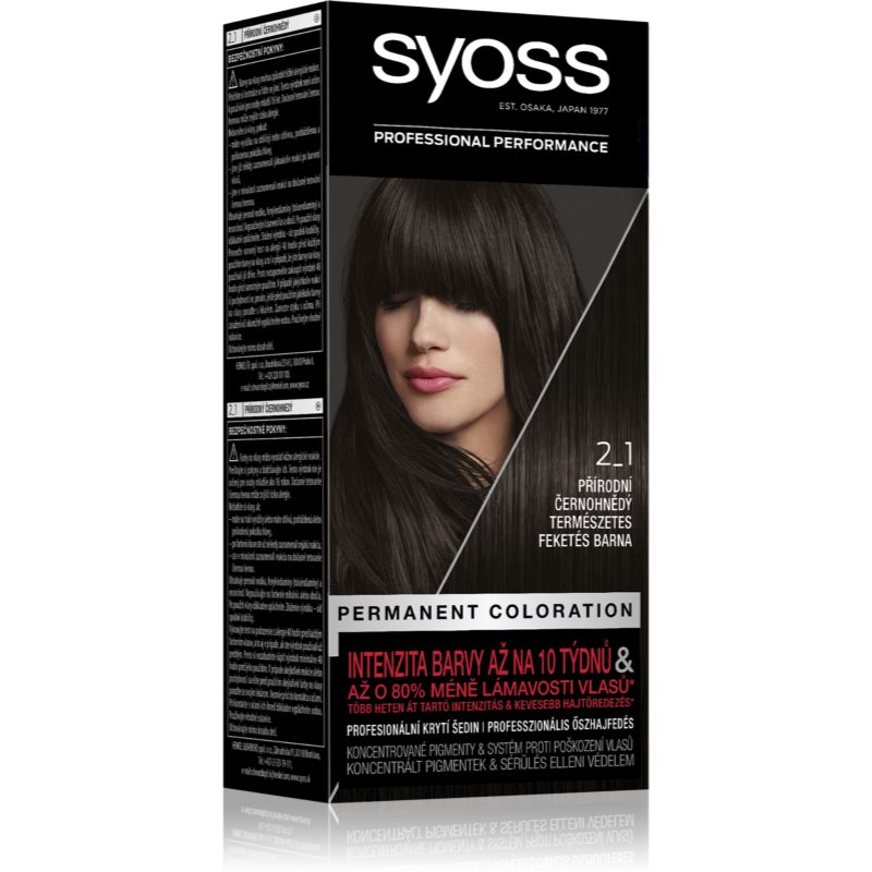 Syoss Color Permanent Hair Dye Shade 2_1 Natural Black Brown 1 Pc