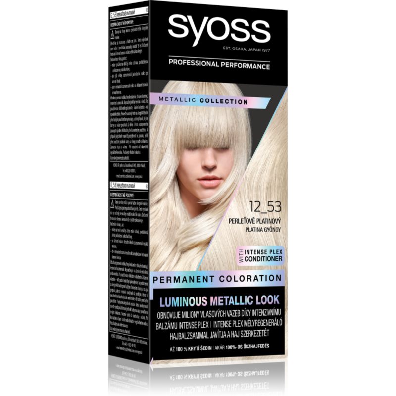 Syoss Color Metallic Collection permanent hair dye shade 12_53 Platinum Pearl 1 pc

