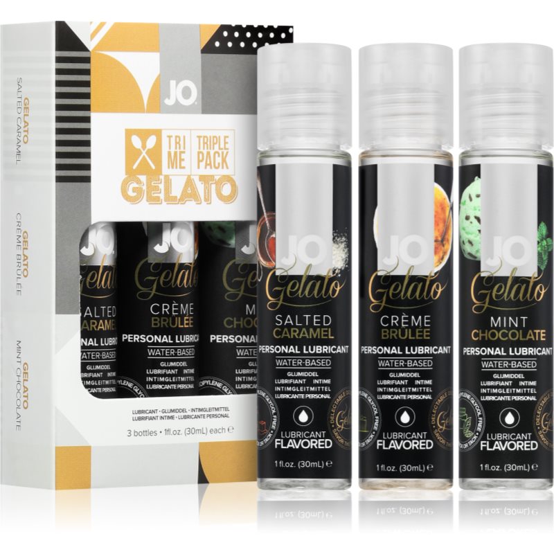 System JO Tri-Me Triple Pack Gelato sada lubrikačných gélov s príchuťou
