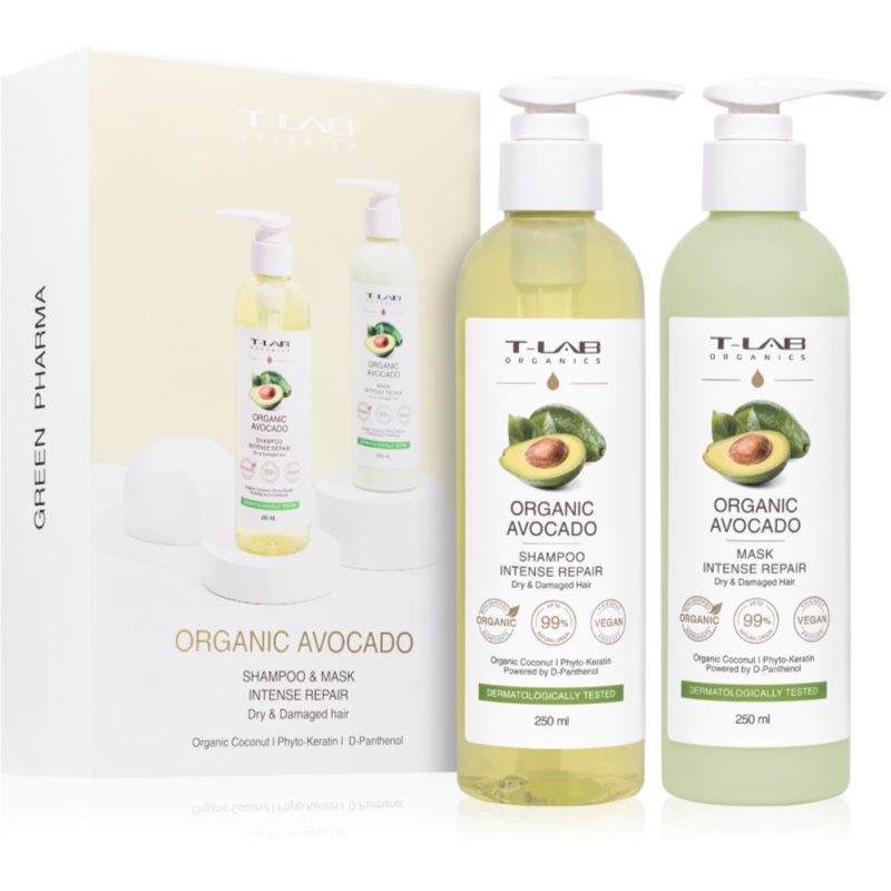 T-LAB Organics Organic Avocado Set dárková sada(pro suché a poškozené vlasy)