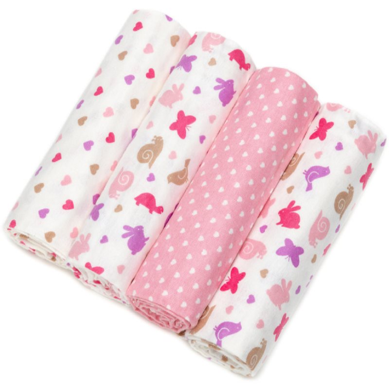 T-TOMI Cloth Diapers Pink snails látkové plienky 76x76 cm 4 ks