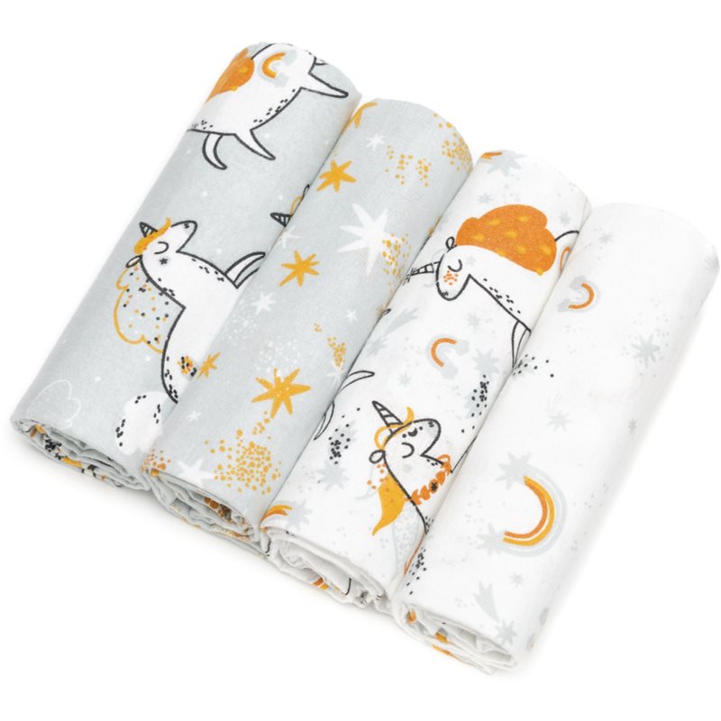 T-Tomi Cloth Diapers Unicorns medžiaginės sauskelnės 76x76 cm 4 vnt.
