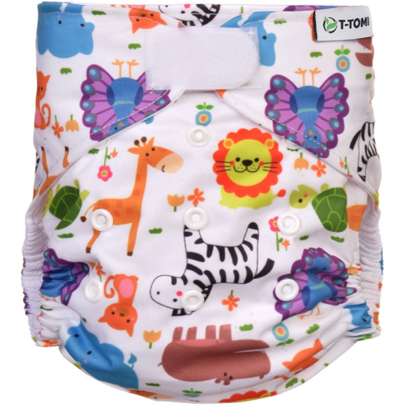 T-TOMI Pant Diaper AIO Changing Set Velcro Washable Nappy Pants With Insert With Velcro ZOO 4 -15 Kg 3 Pc
