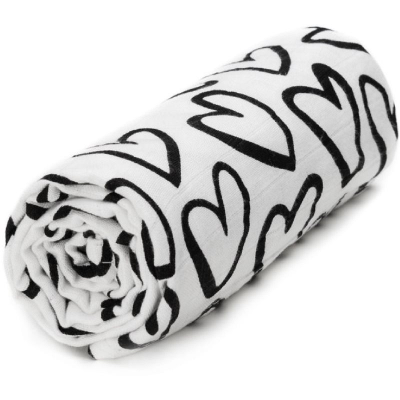T-TOMI BIO Bamboo Towel towel from bamboo Black hearts 90x100 cm
