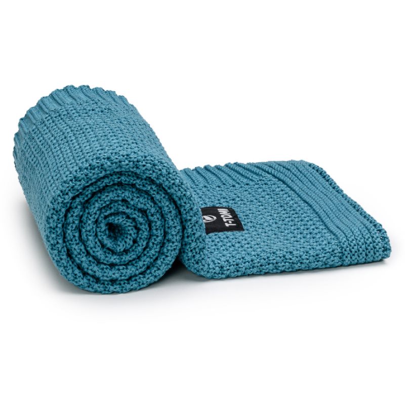 T-TOMI Knitted Blanket Petrol Blue в'язаний плед 80x100 см