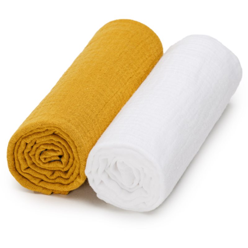 T-TOMI Muslin Diapers White + Mustard 2 кс