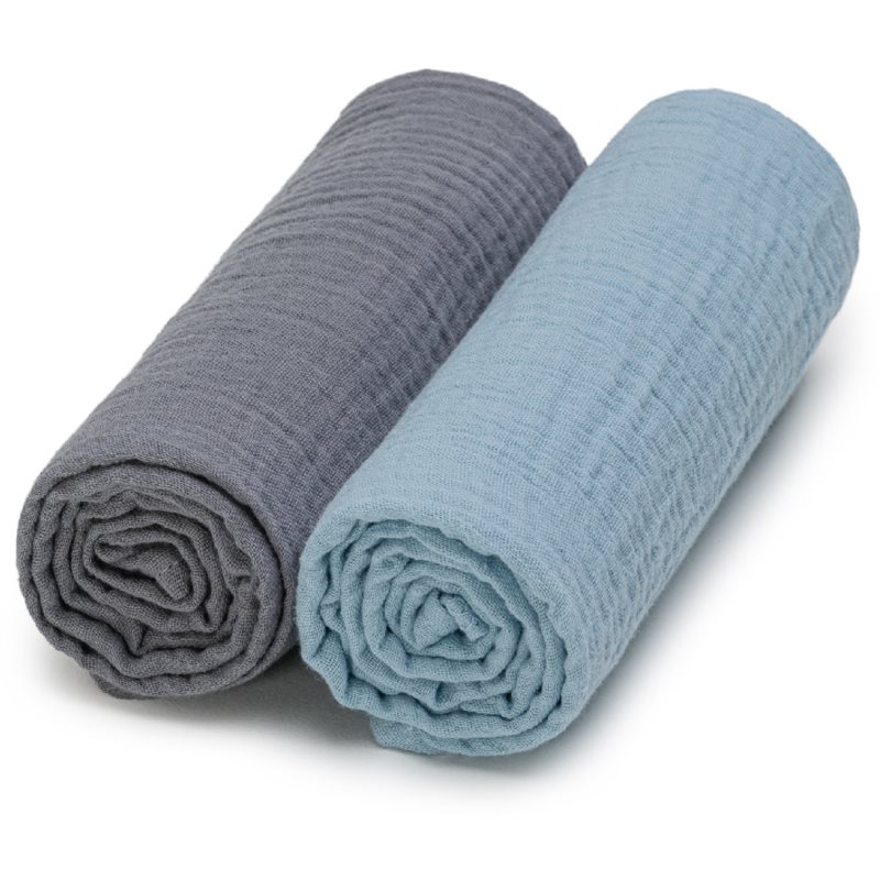 T-TOMI Muslin Diapers Grey + Blue текстильні підгузки 65 X 65 Cm 2 кс