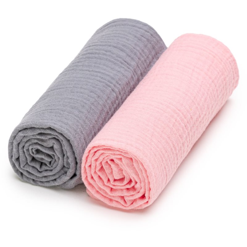 T-TOMI Muslin Diapers Grey + Pink текстильні підгузки 65 X 65 Cm 2 кс