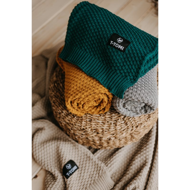 T-TOMI Knitted Blanket Smaragd в'язаний плед 80 X 100 Cm 1 кс
