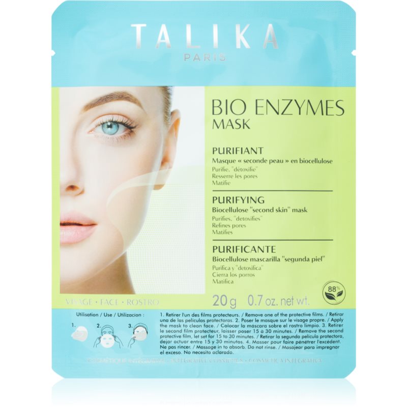 Talika Bio Enzymes Mask Purifying gaivinamoji ir valomoji tekstilinė veido kaukė 20 g