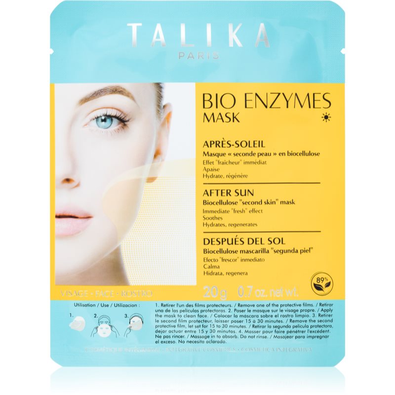 Talika Bio Enzymes Mask After Sun заспокійлива косметична марлева маска після засмаги 1 кс