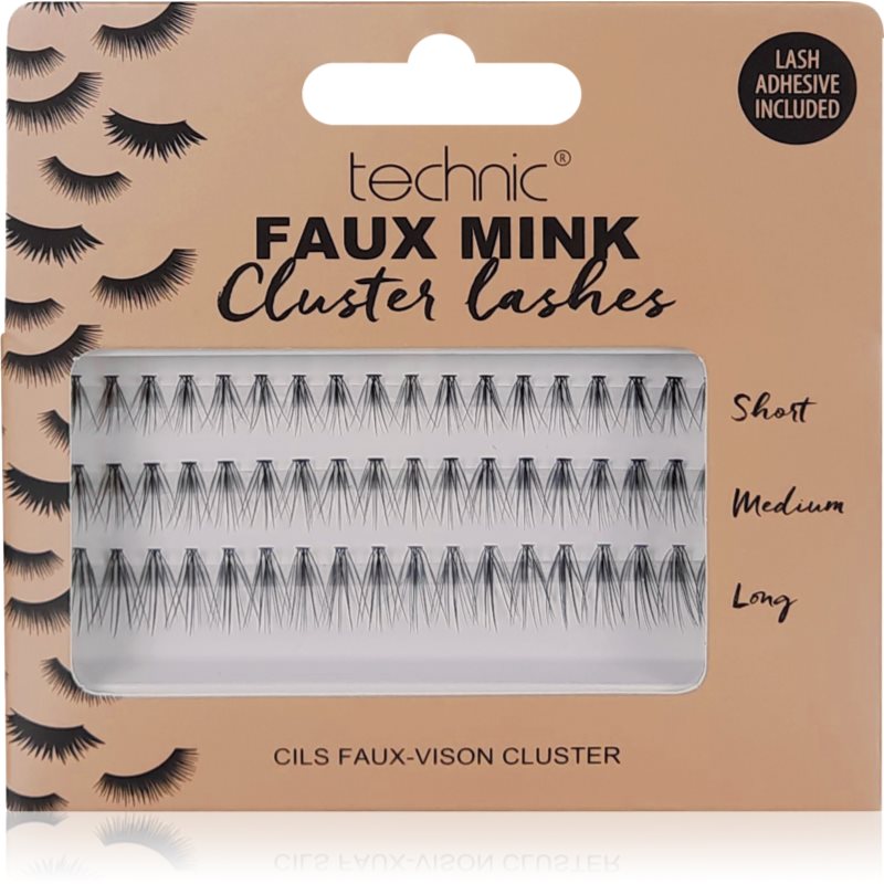 Technic Cosmetics Faux Mink Cluster Lashes umělé řasy s lepidlem 54 ks