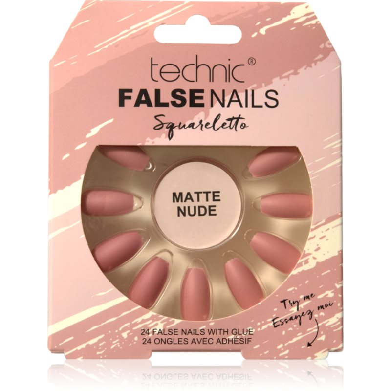 Technic Cosmetics False Nails Sqarletto umělé nehty Matte Nude 24 ks
