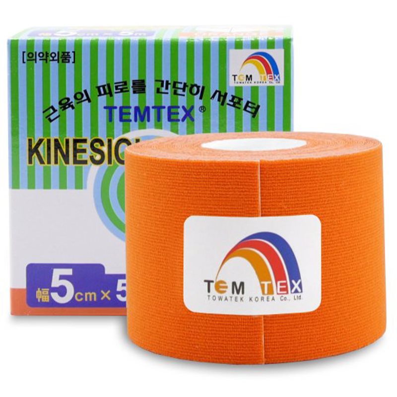 Temtex Tape Classic Ruban élastique Muscles Et Articulations Teinte/couleur Orange, 5 Cm X 5 M 1 Pcs