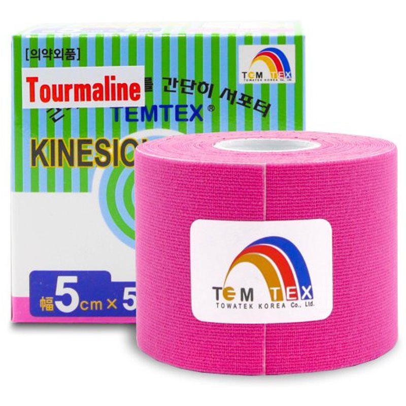 Temtex Tape Tourmaline еластична стрічка для суглобів та м'язів колір Pink, 5 Cm X 5 M 1 кс