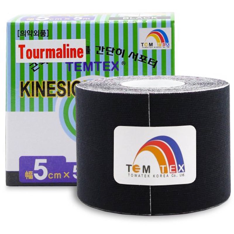 Temtex Tape Tourmaline еластична стрічка для суглобів та м'язів колір Black 1 кс