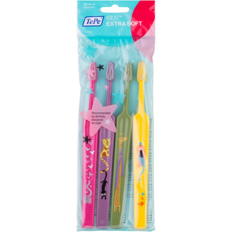 

TePe Kids Extra Soft дитячі зубні щітки extra soft 4шт кольорові варіації