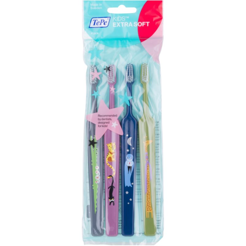 

TePe Kids Extra Soft дитячі зубні щітки extra soft 4шт кольорові варіації