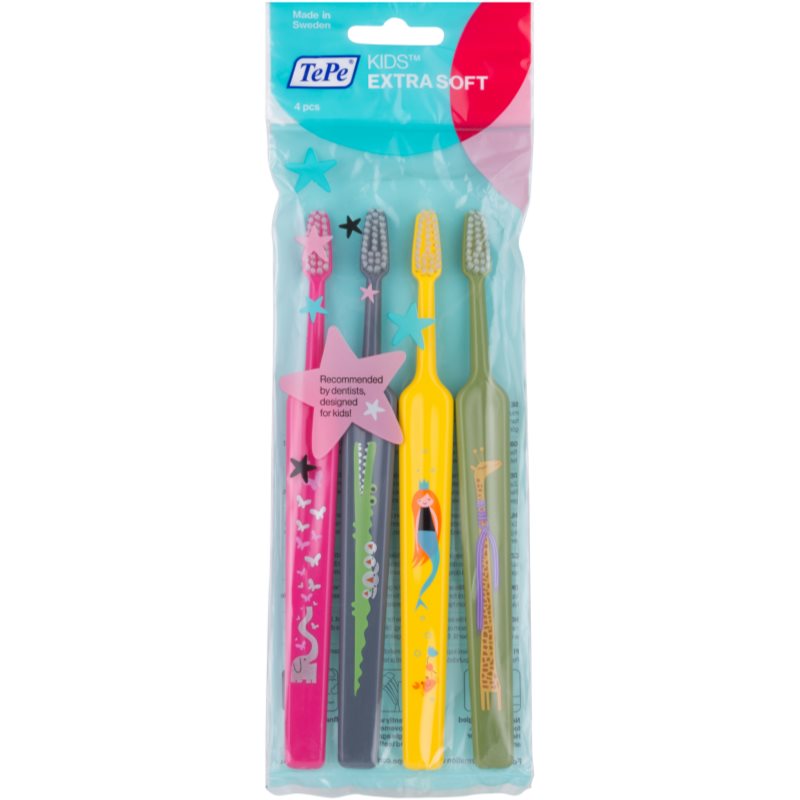 

TePe Kids Extra Soft дитячі зубні щітки extra soft 4шт кольорові варіації
